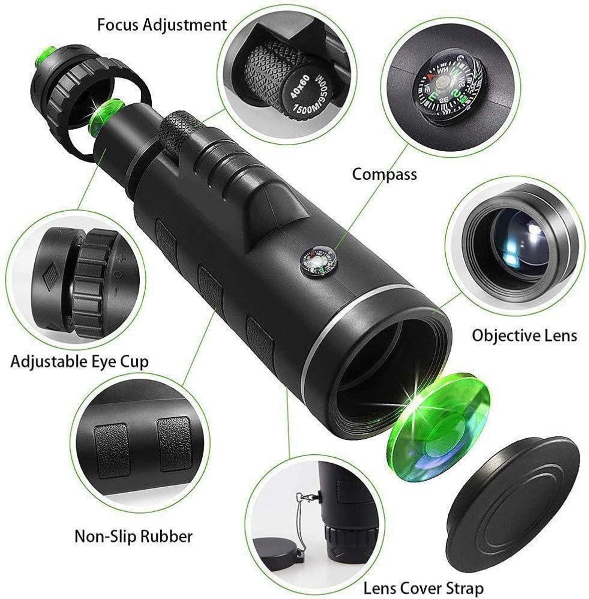 Allecto Plus smartphone monoculair telescoop zwart