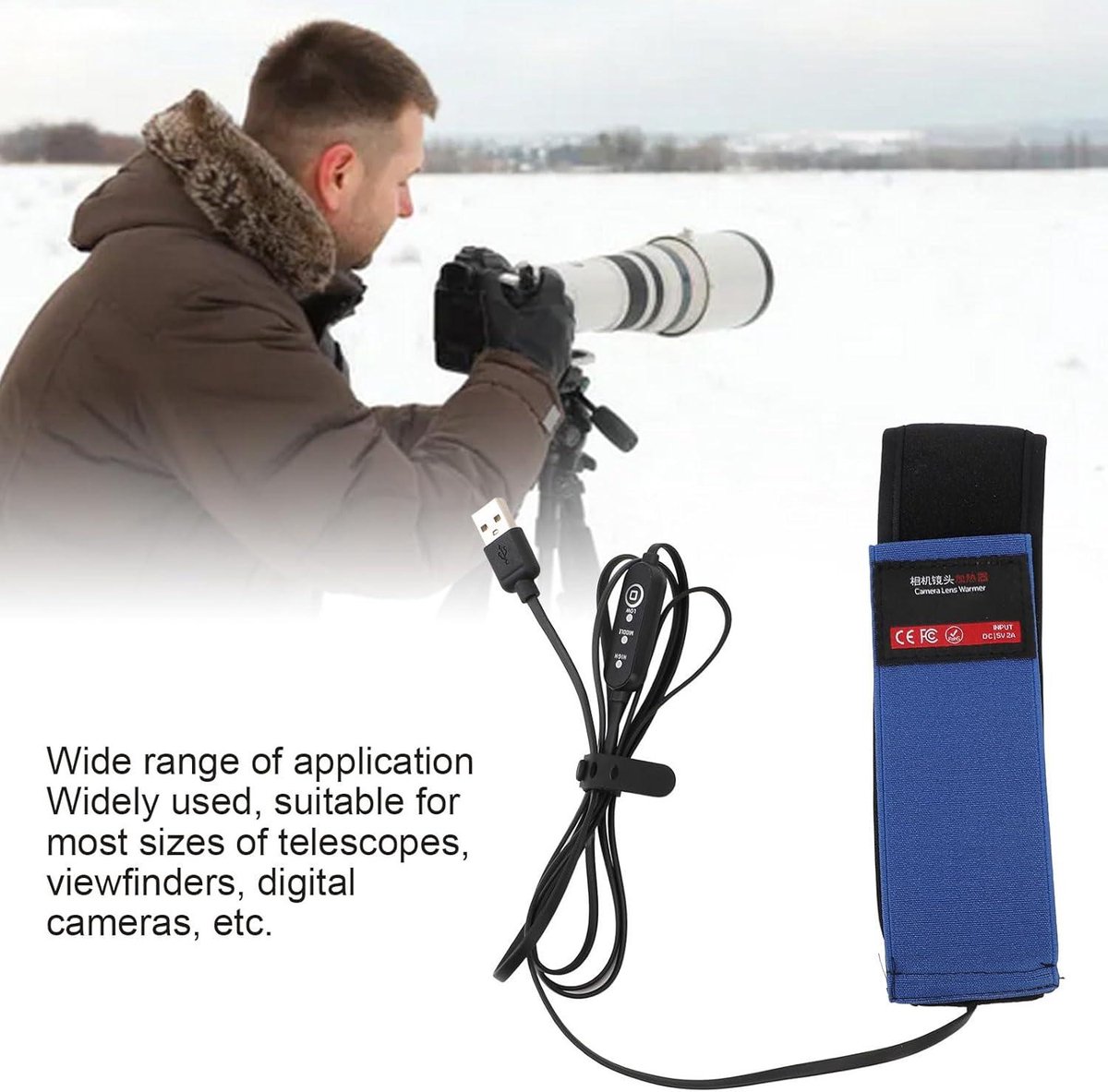 Allecto Plus USB Lensverwarming 545 mm voor Telescopen en Camera's