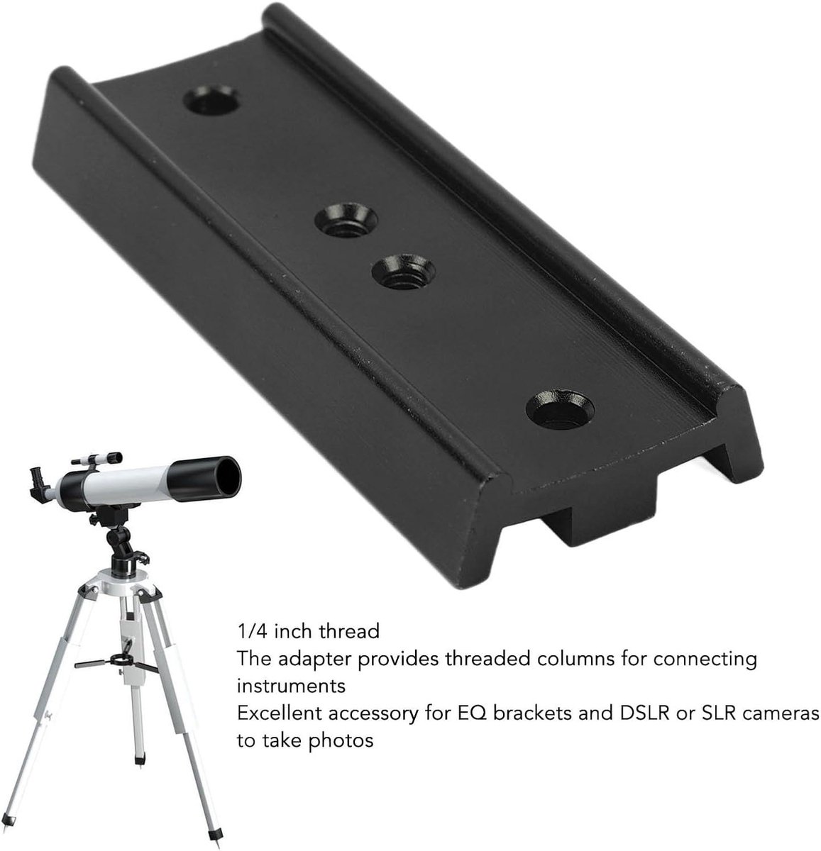 Allecto Plus Zwaluwstaart Telescoop Adapter Montageplaat 1/4 Draad zwart