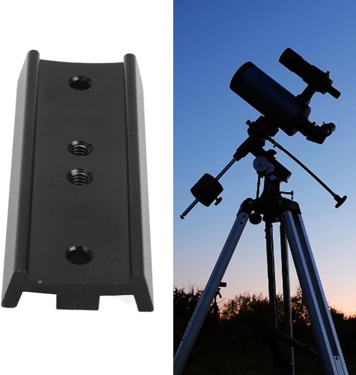 Allecto Plus Zwaluwstaart Telescoop Adapter Montageplaat 1/4 Draad zwart