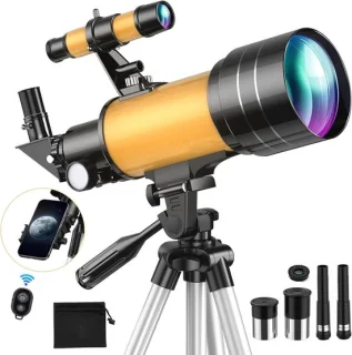 Astronomie telescoop set voor kinderen, 70mm lens, 300mm brandpuntsafstand, zwart