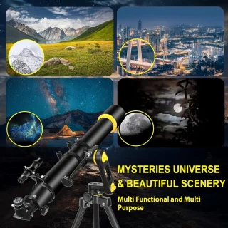 Astronomie telescoop - sterrenkijker amateur - 90mm diafragma - 1000mm brandpuntsafstand - zwart