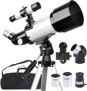 Astronomie telescoop - sterrenkijker voor volwassenen - 70mm opening - 400mm brandpuntsafstand - zwart