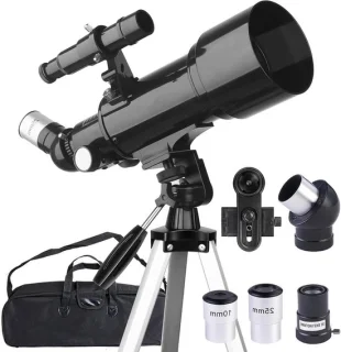 Astronomie telescoop voor kinderen - 70 mm apertuur - zwart