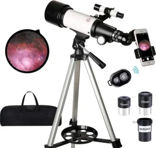 Astronomische telescoop 70/400mm met az-statief en smartphonehouder
