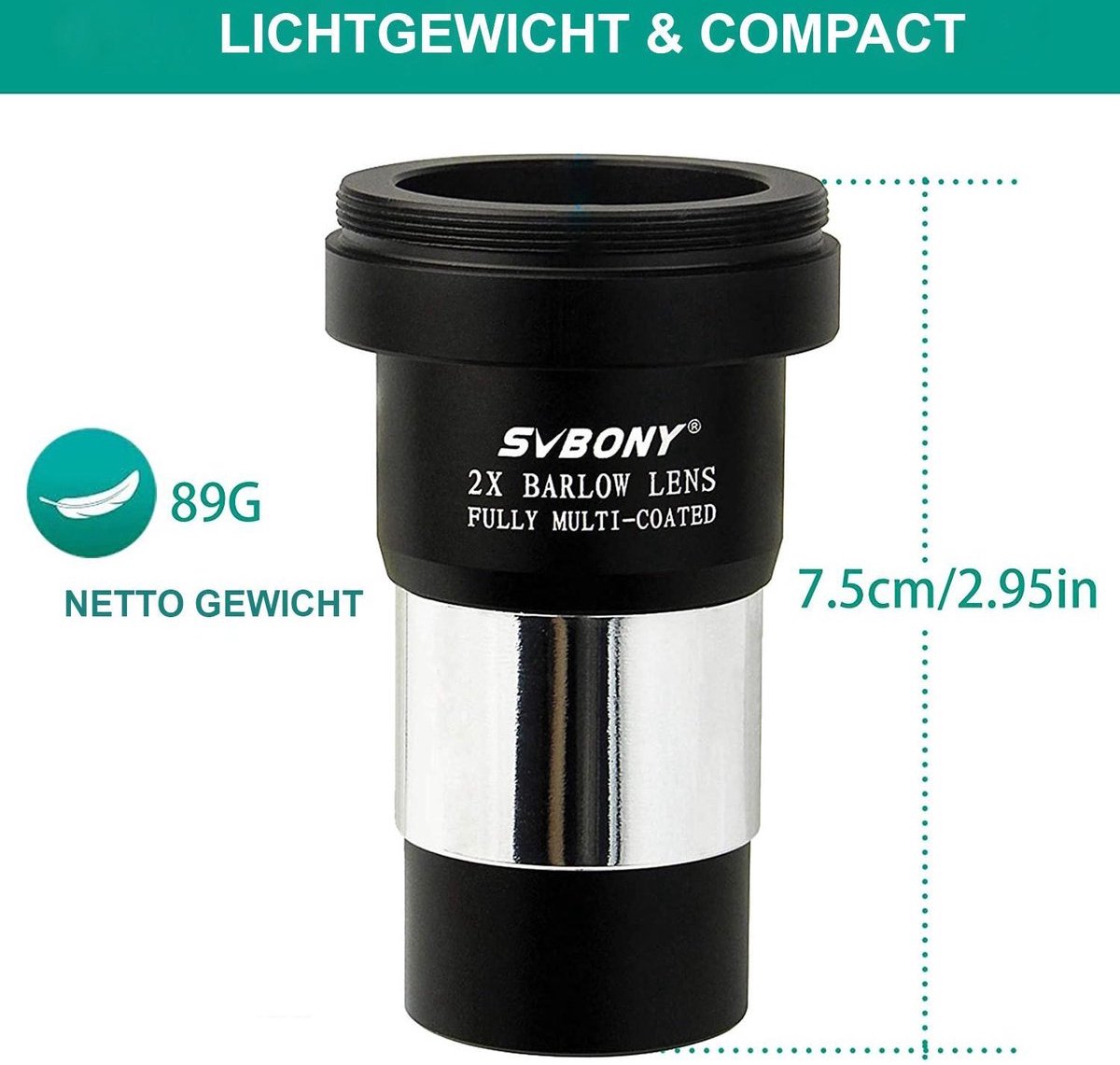 Barlow Lens 2x 1.25 inch met M42 Adapter X01NSK26