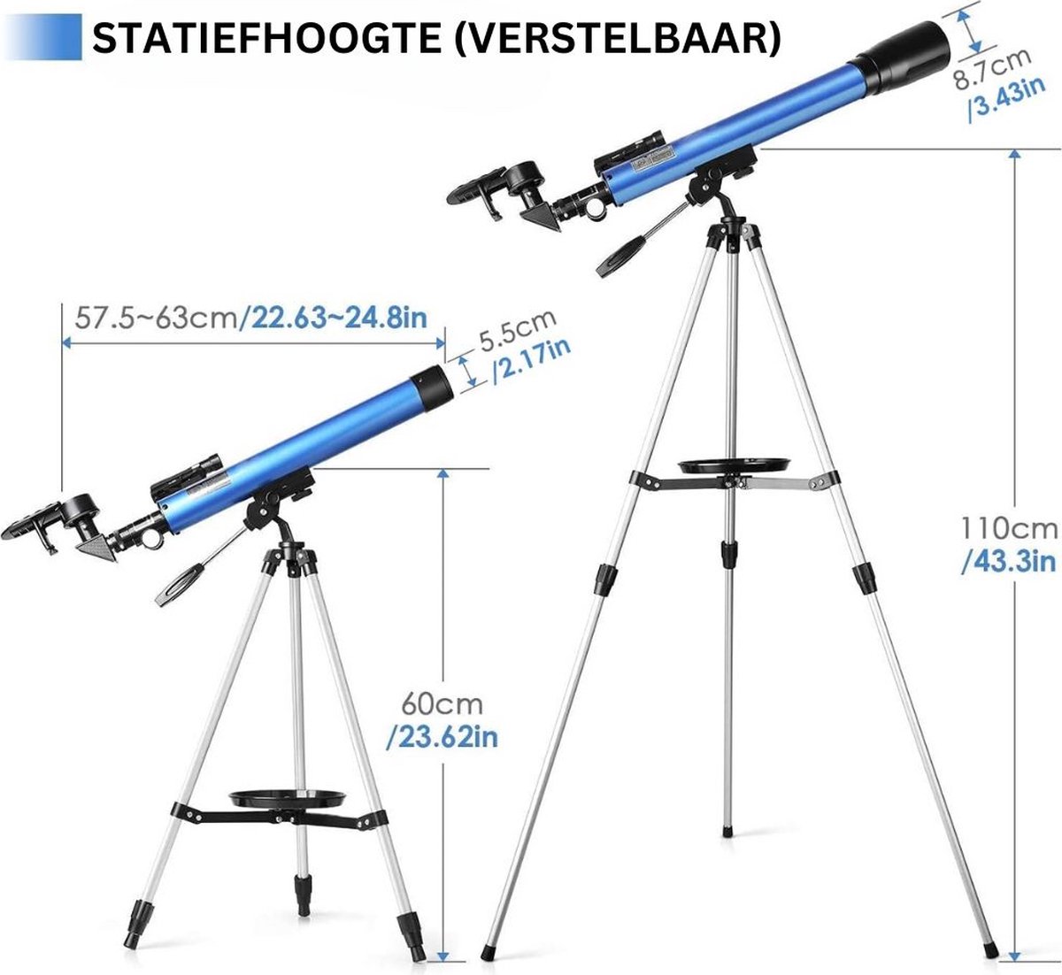DailySupplies Sterrenkijker Telescoop Wit met Statief en Tas