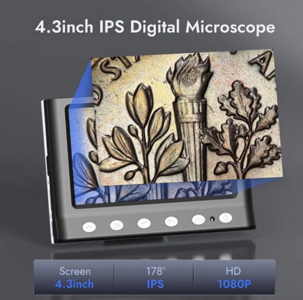 Digitale Microscoop 4.3" 1600X 1080P met LED-lamp