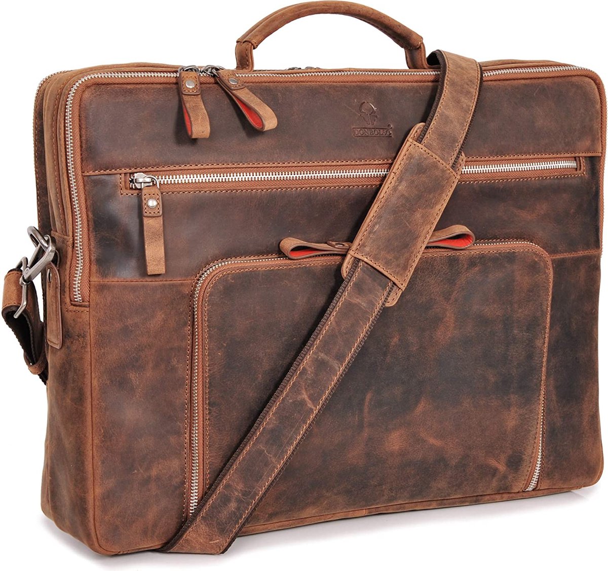 DONBOLSO San Francisco 17 Inch Leather Laptop Bag Vintage Black
