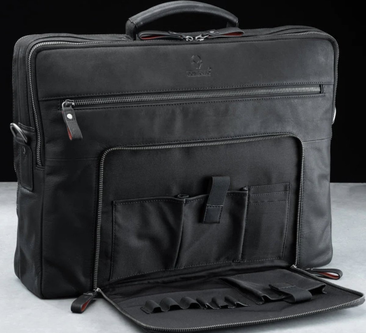 DONBOLSO San Francisco 17 Inch Leather Laptop Bag Vintage Black