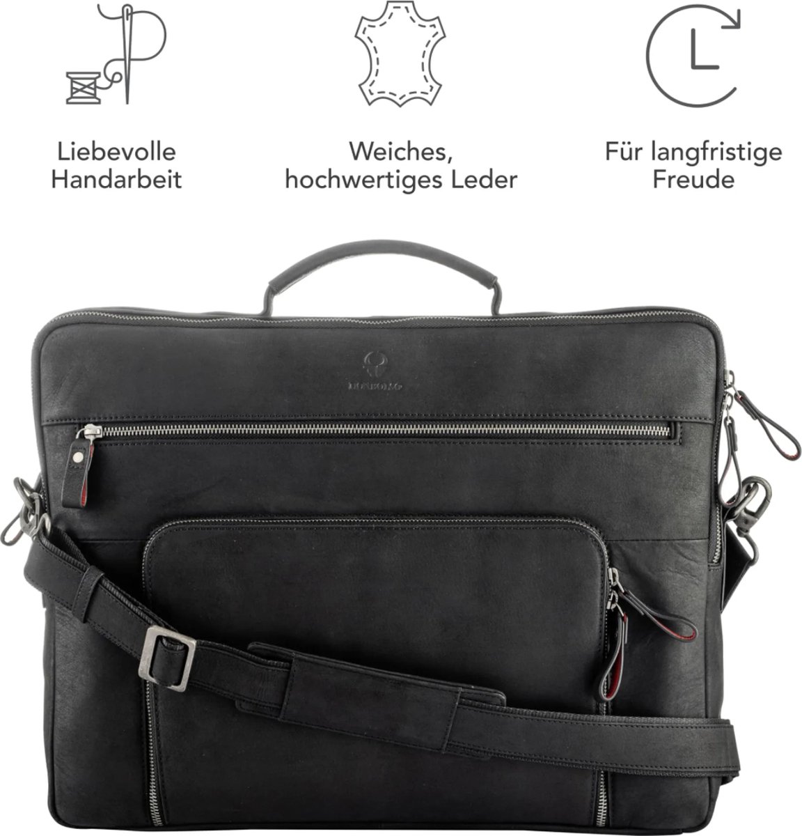 DONBOLSO San Francisco 17 Inch Leather Laptop Bag Vintage Black