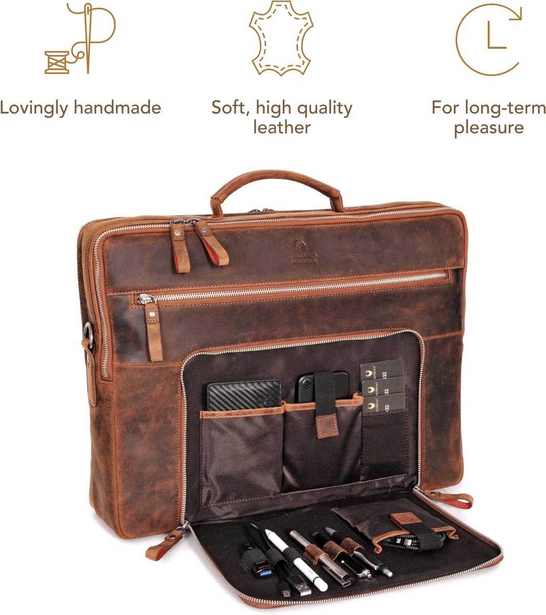 DONBOLSO San Francisco 17 Inch Leather Laptop Bag Vintage Black