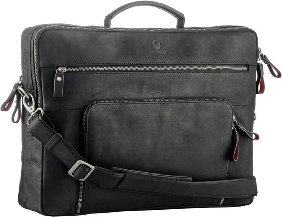 DONBOLSO San Francisco 17 Inch Leather Laptop Bag Vintage Black