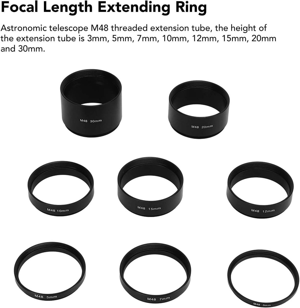 Inovra Plus Astronomische Extension Tube Kit 8-delig M48X0.75 Aluminium