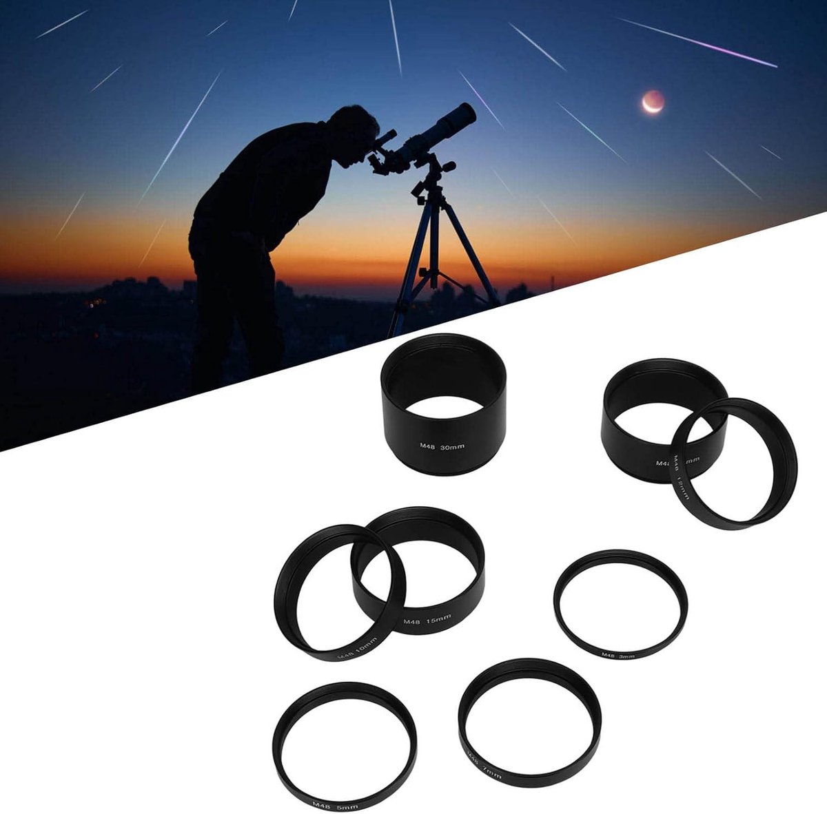 Inovra Plus Astronomische Extension Tube Kit 8-delig M48X0.75 Aluminium