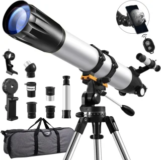De M-Goods - professionele telescoop 90/900 - astronomische sterrenkijker in één oogopslag