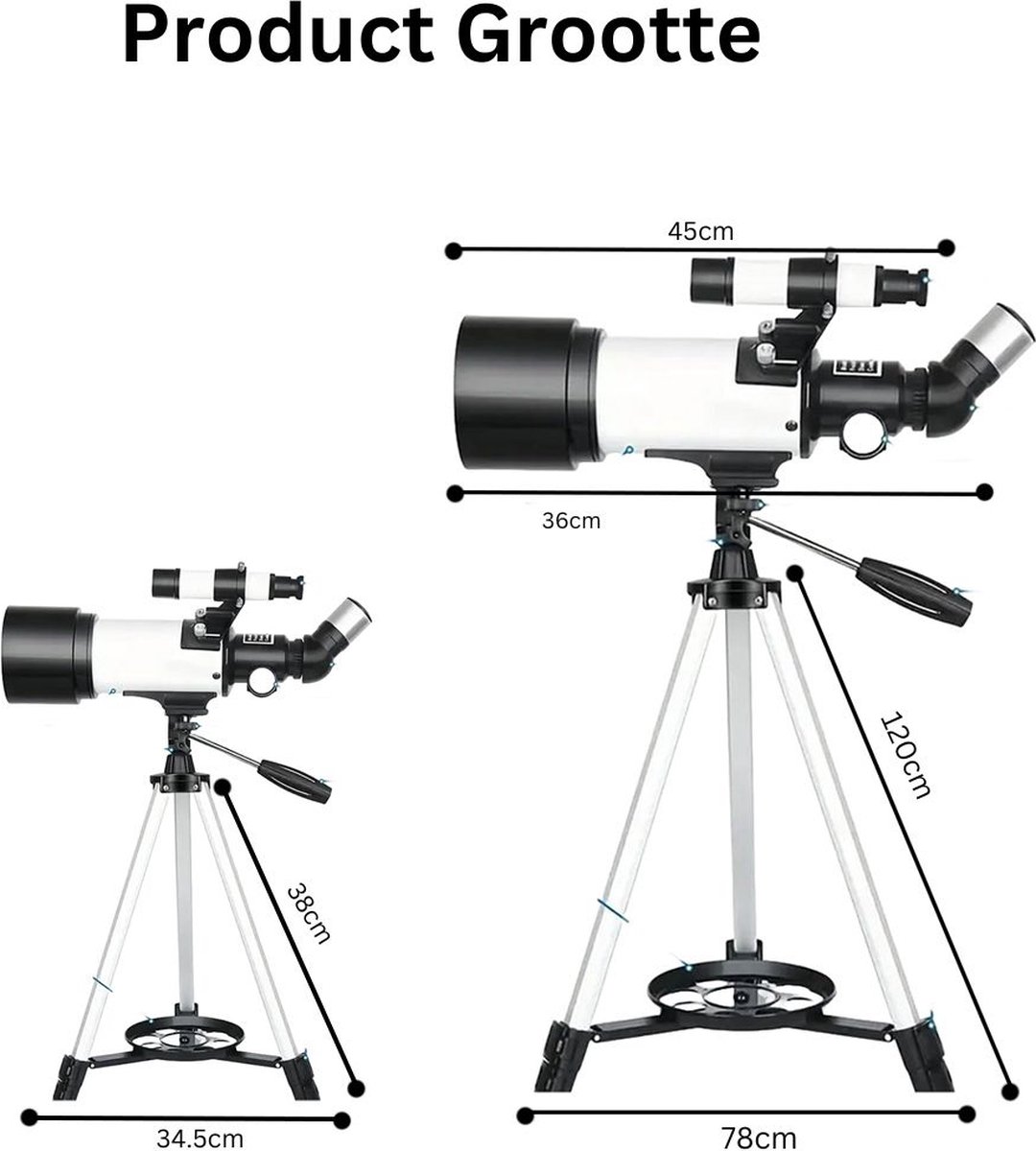 MKSS® Sterrenkijker Telescoop Zwart-Wit met Statief en Tas