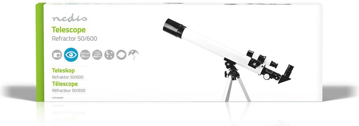 Nedis Telescoop 50/600 mm met Statief Wit/Zwart