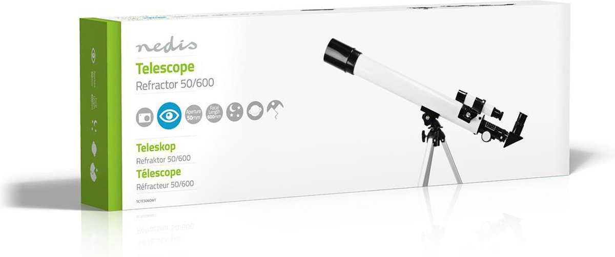 Nedis Telescoop 50/600 mm met Statief Wit/Zwart
