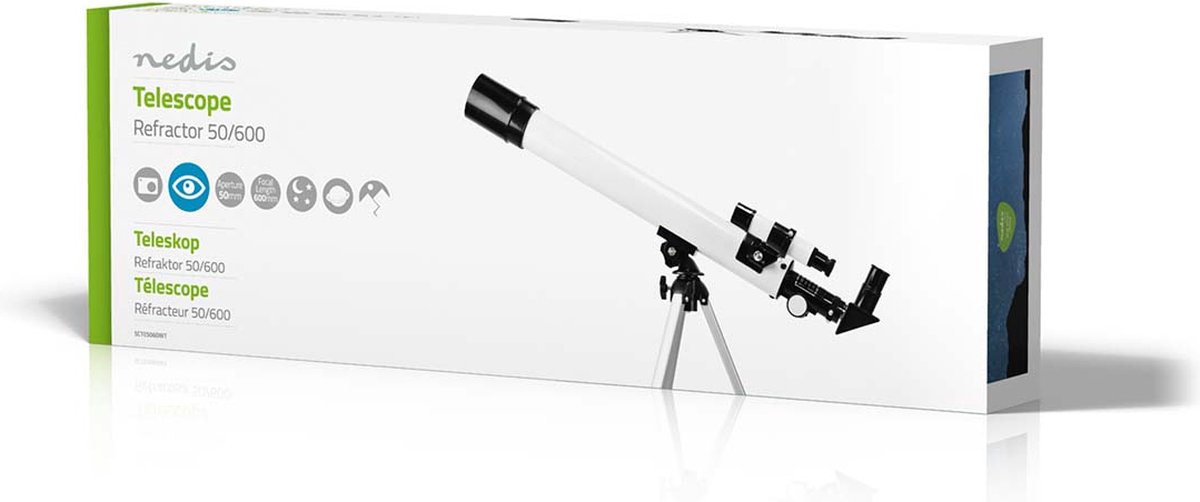 Nedis Telescoop 50/600 mm met Statief Wit/Zwart