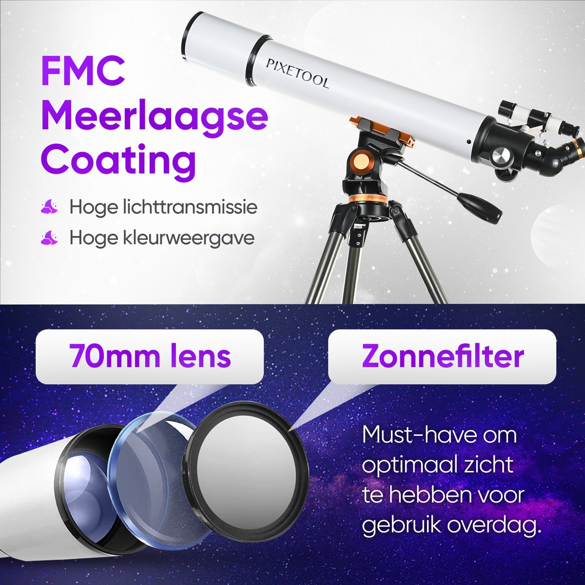 Pixetool Telescoop 70070 - Sterrenkijker met Statief en Draagtas