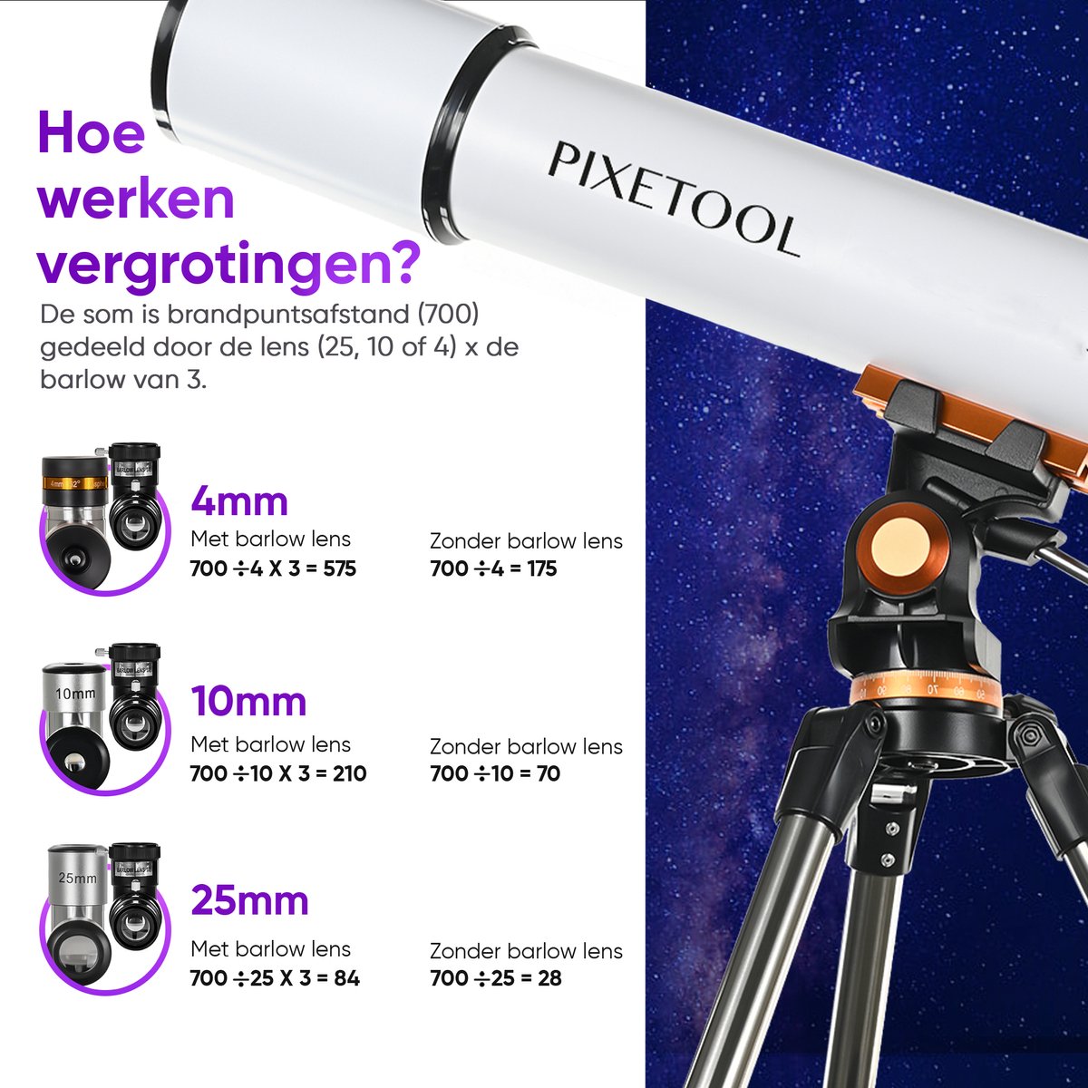 Pixetool Telescoop 70070 - Sterrenkijker met Statief en Draagtas