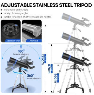Wat vinden we goed aan de Refractietelescoop 80mm Sterrenkijker - Grijs