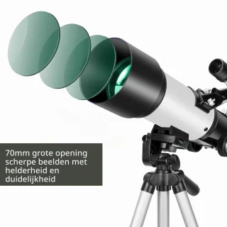 Refractortelescoop voor volwassenen beginners 70 mm 400 mm met AZ-montage