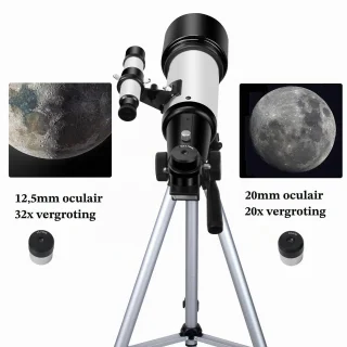 Refractortelescoop voor volwassenen beginners 70 mm 400 mm met AZ-montage