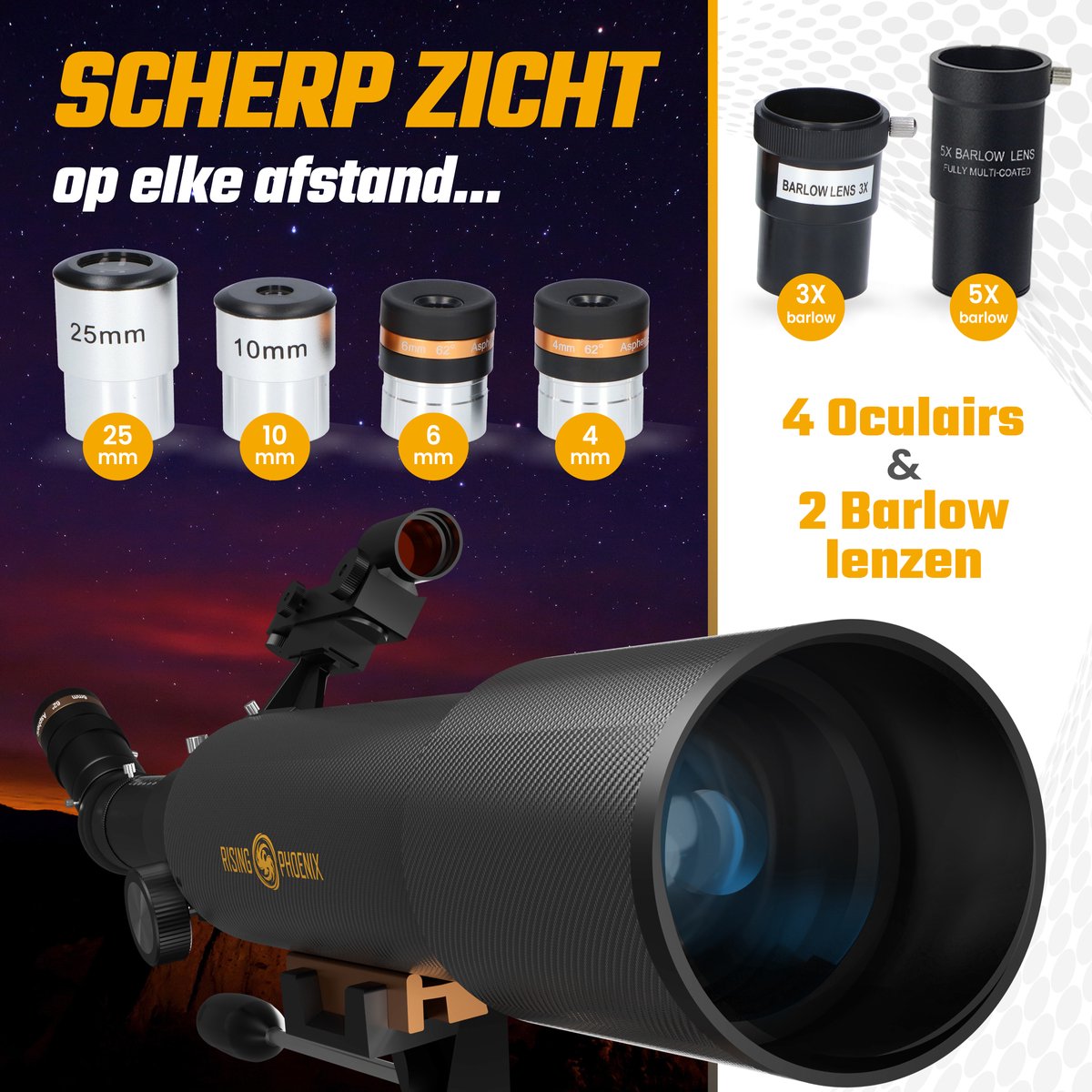 Wat vinden we goed aan de RP Telescoop 625x Zoom Carbon met Statief en Accessoires