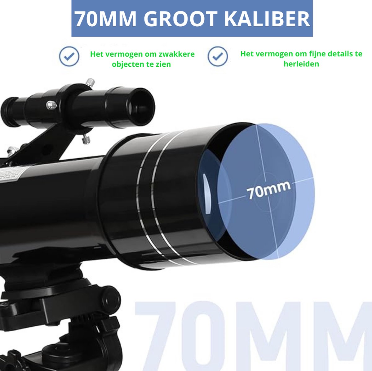 Sterrenkijker 70/400 Astronomische Telescoop met Aluminium Statief en Rugtas
