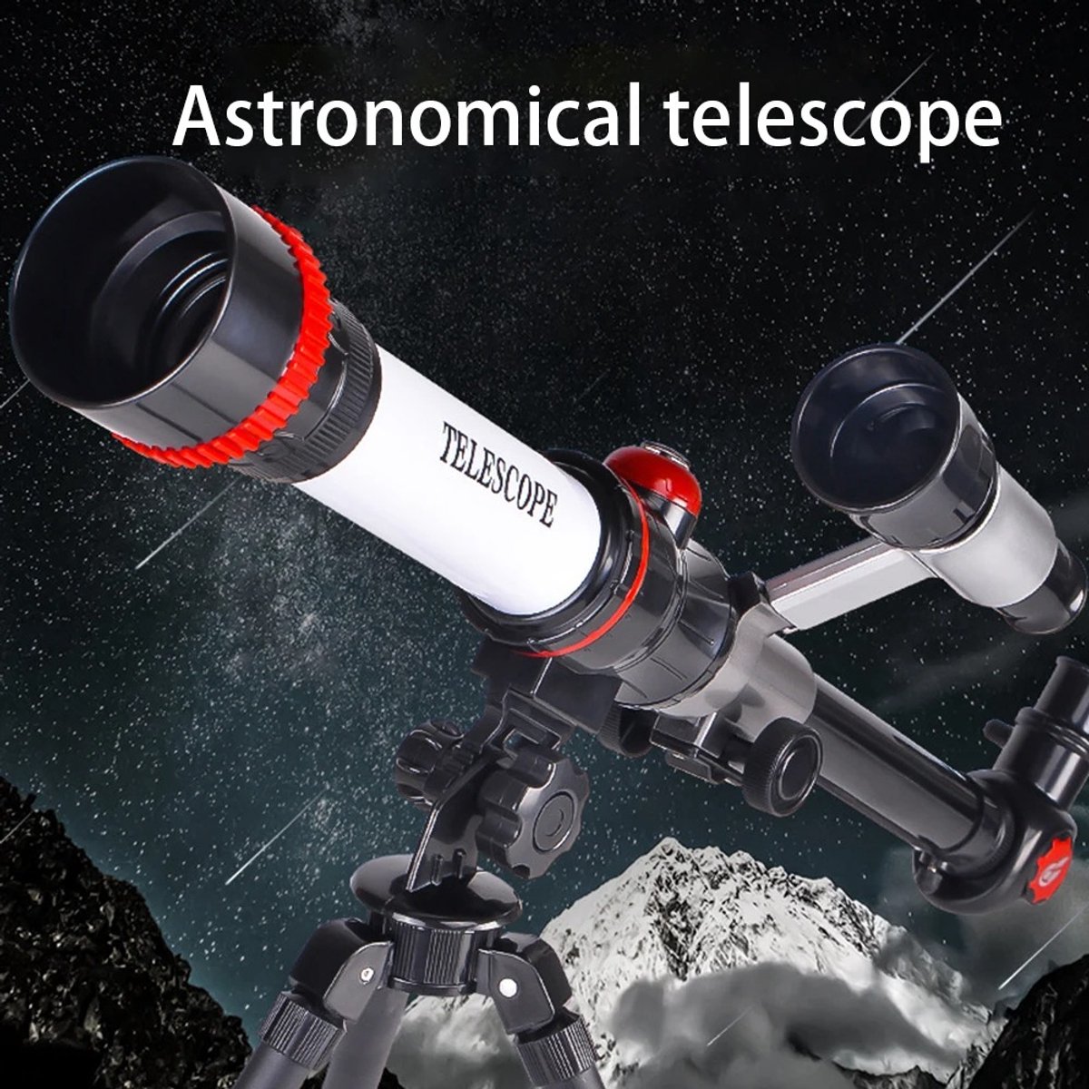 Sterrenkijker Telescoop 3 Oculairs met Statief Zilver-Rood-Zwart