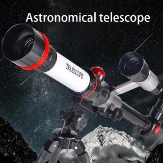 Sterrenkijker Telescoop 3 Oculairs met Statief Zilver-Rood-Zwart