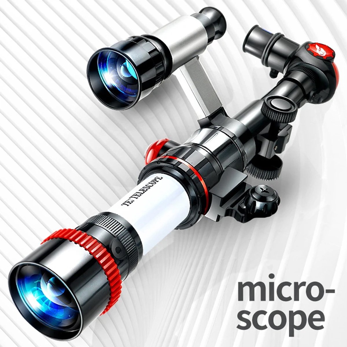 Sterrenkijker Telescoop 3 Oculairs met Statief Zilver-Rood-Zwart