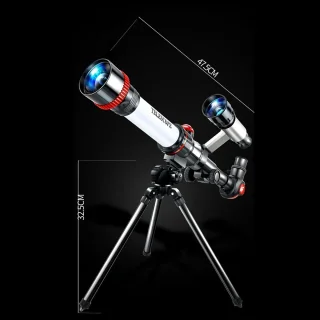 Sterrenkijker Telescoop 3 Oculairs met Statief Zilver-Rood-Zwart