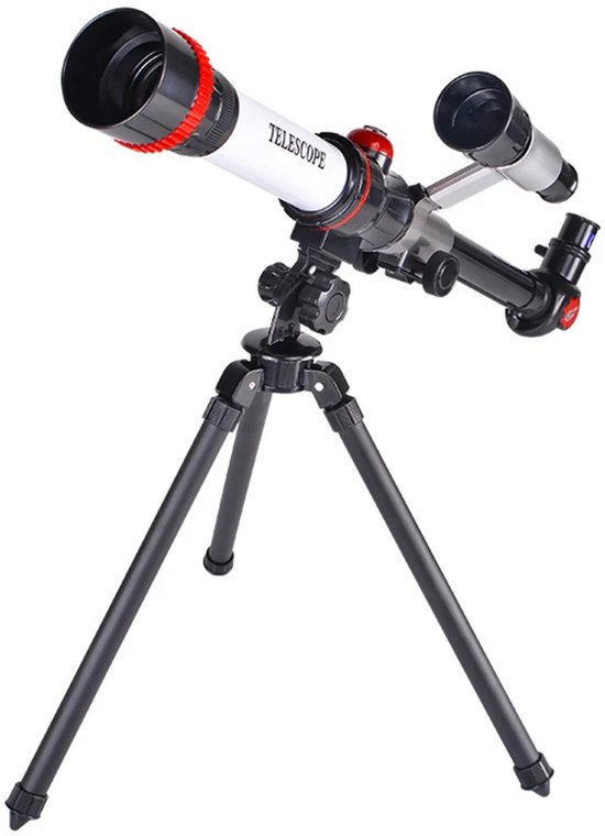 Sterrenkijker Telescoop 3 Oculairs met Statief Zilver-Rood-Zwart
