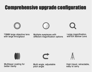 Sterrenkijker Telescoop 333x Zoom met Statief en Telefoonhouder Wit