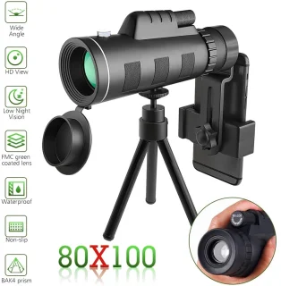Sterrenkijker Telescoop 80x100 HD met Ministatief en Telefoonadapter