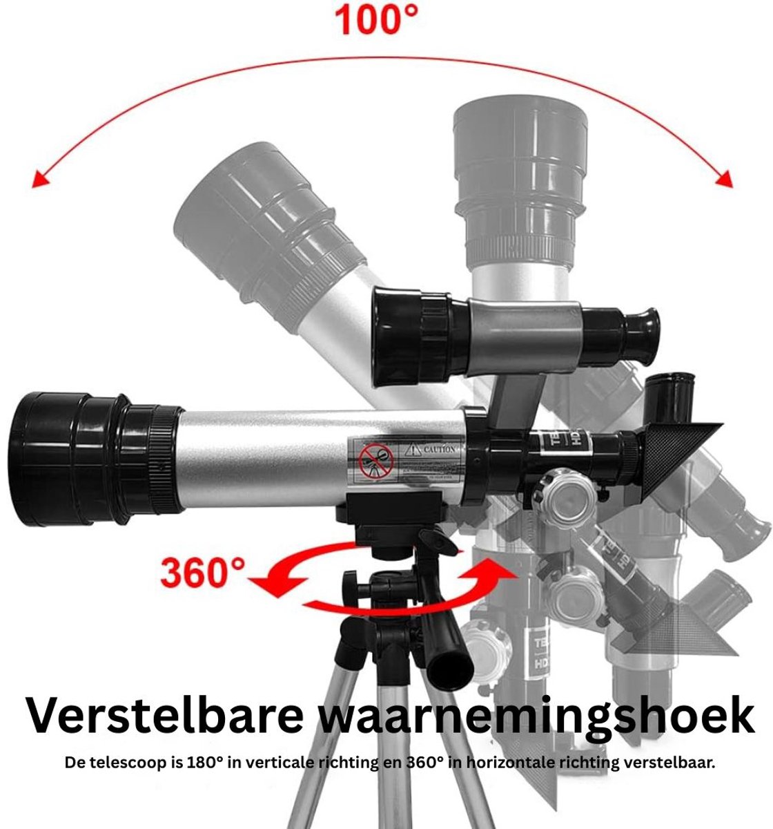 Sterrenkijker Telescoop met Statief Zilver/Zwart