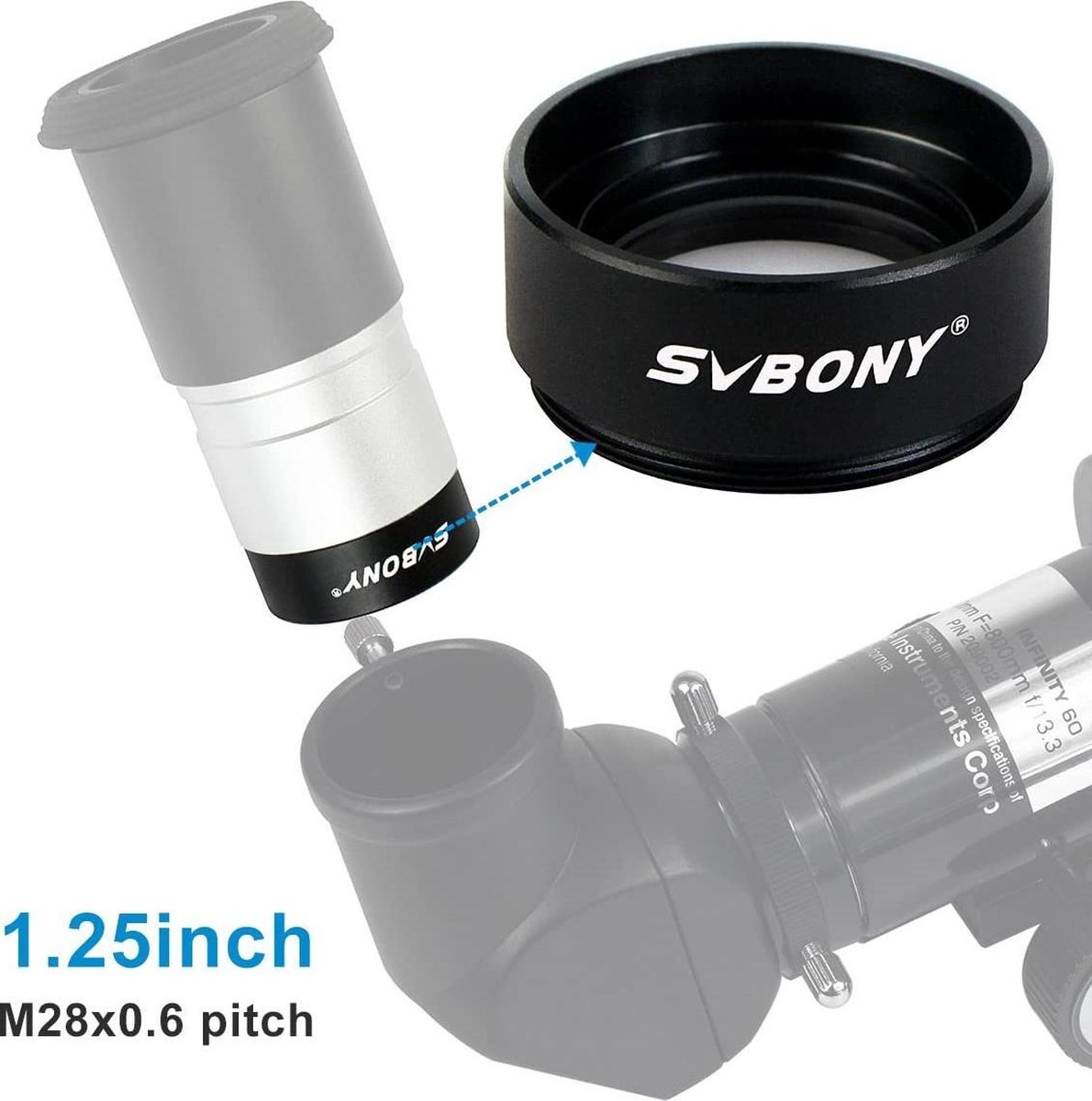 Svbony 1.25 inch 0.5X Barlow Lens M28x0.6