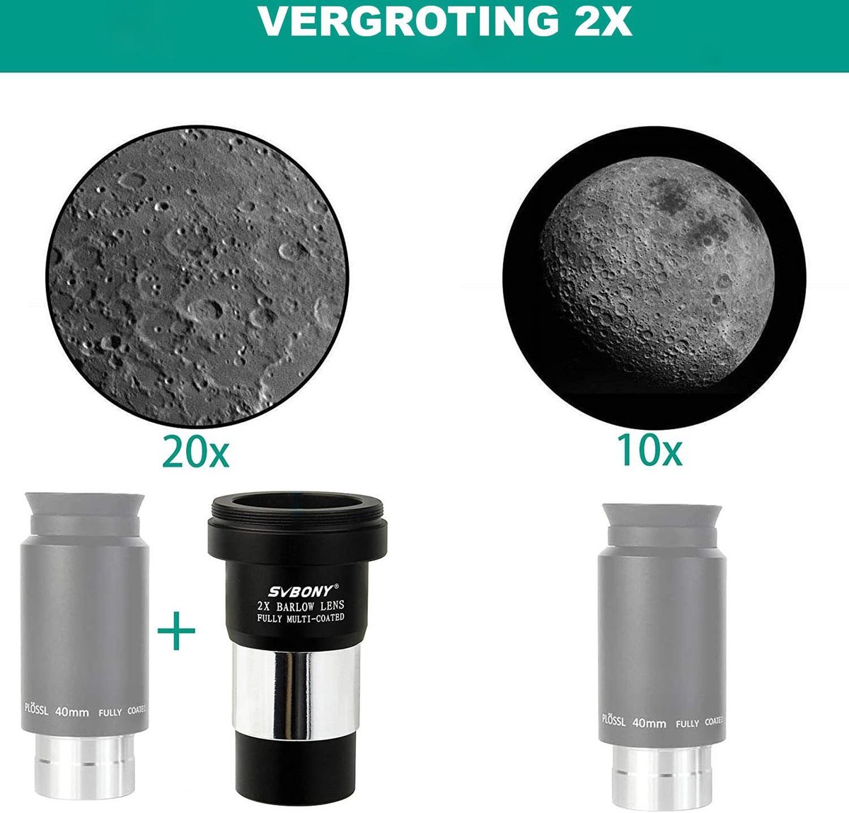 Svbony Barlow lens 2x 1.25 inch met M42 camera adapter