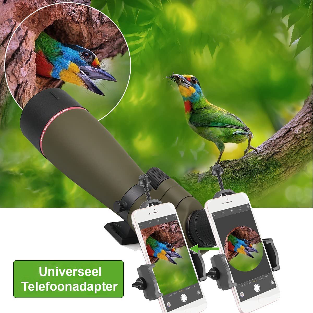 Svbony SV13 Spotting Scope 20-60x80 Monoculaire 45° Incl Telefoonadapter