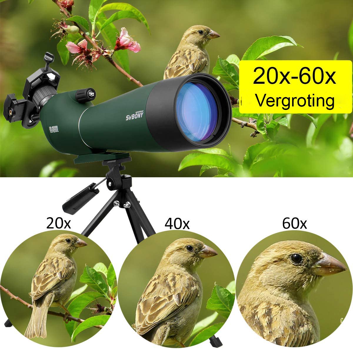 Svbony SV28 Spotting Scope 20-60x60 Monoculaire Telescoop