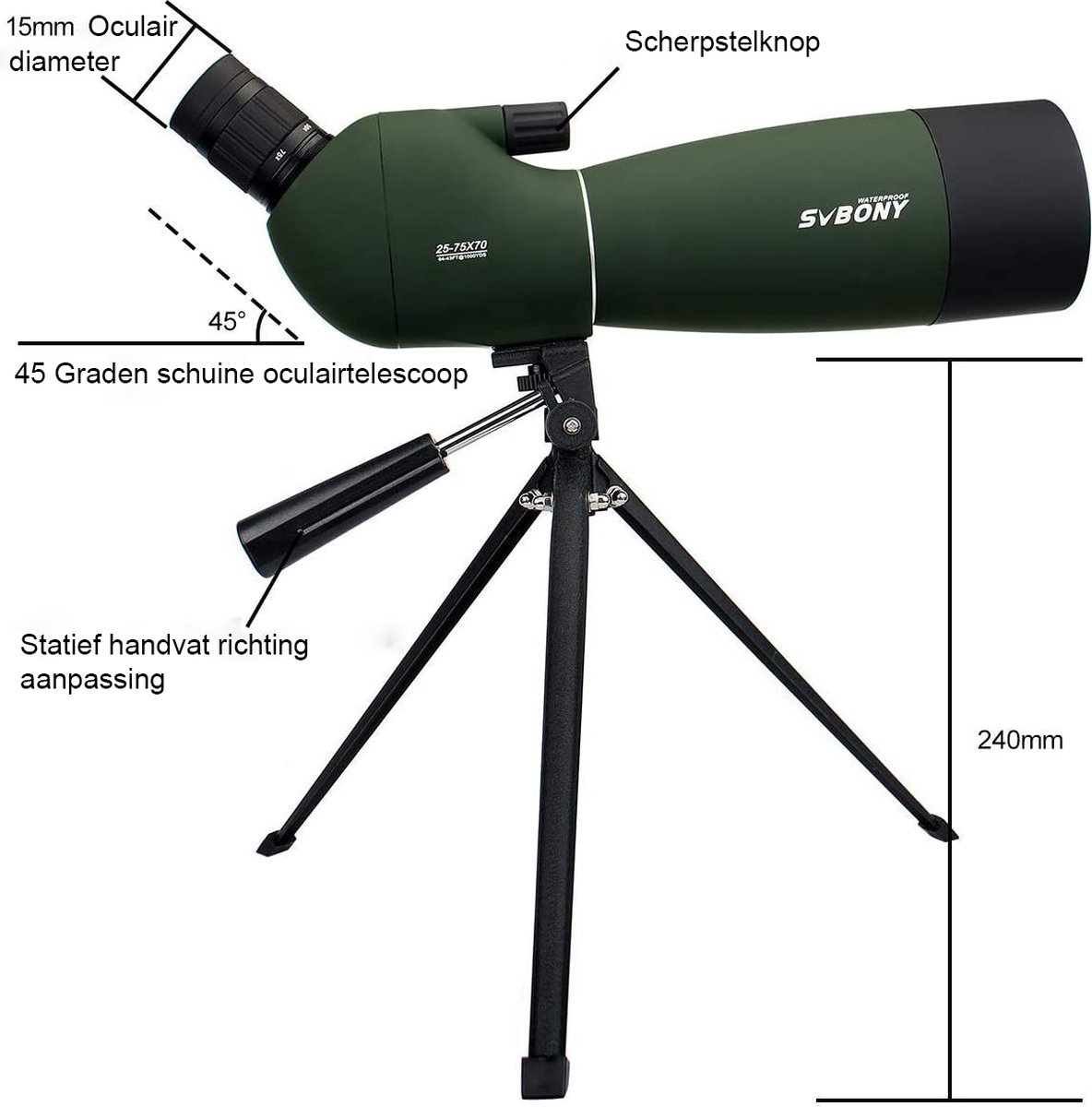 Svbony SV28 Spotting Scope 20-60x60 Monoculaire Telescoop