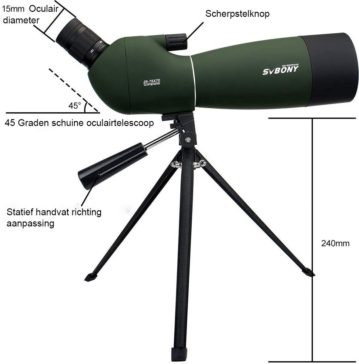 Svbony SV28 Spotting Scope 20-60x60 Monoculaire Telescoop