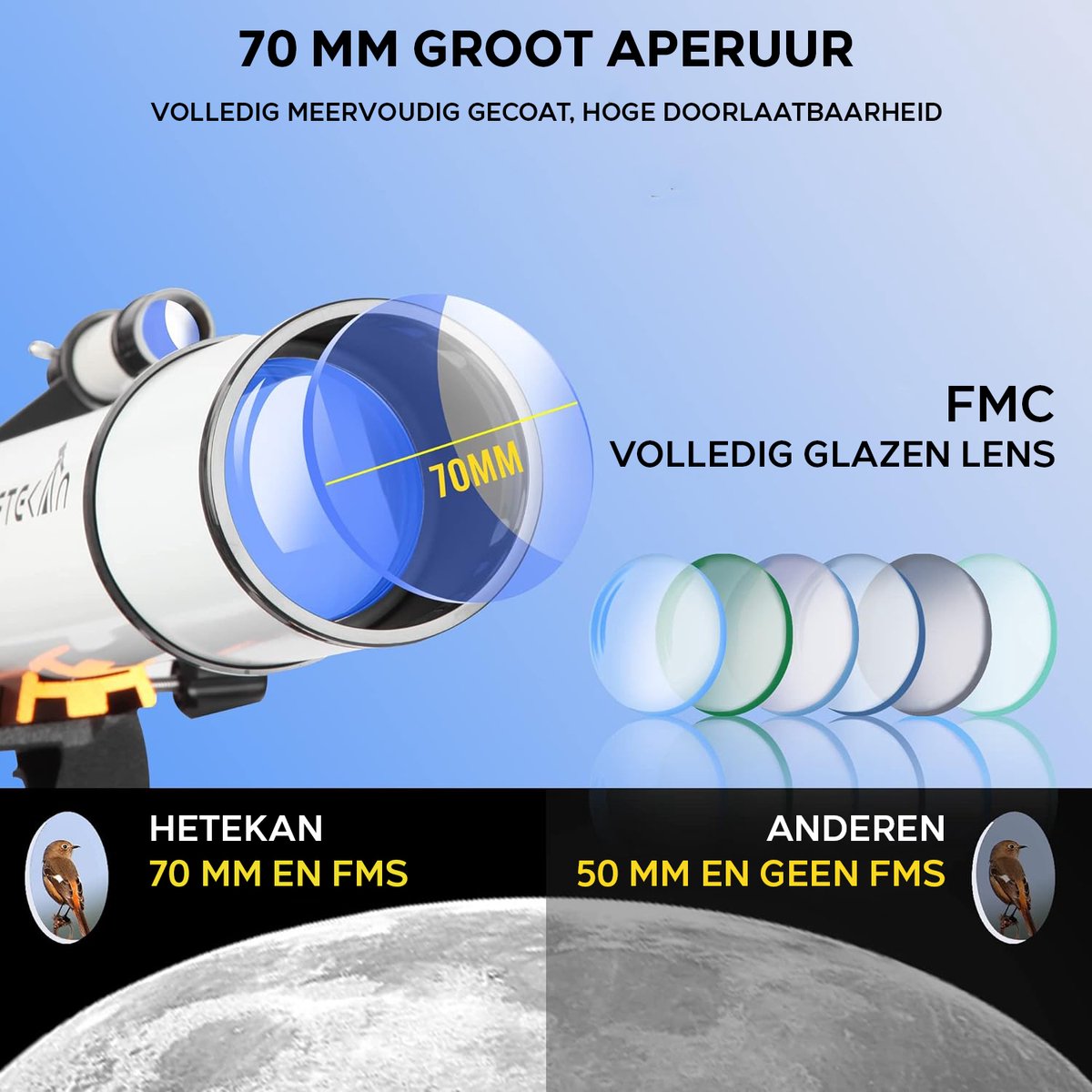 Telescoop 70 mm met Telefoon Adapter en Draagtas