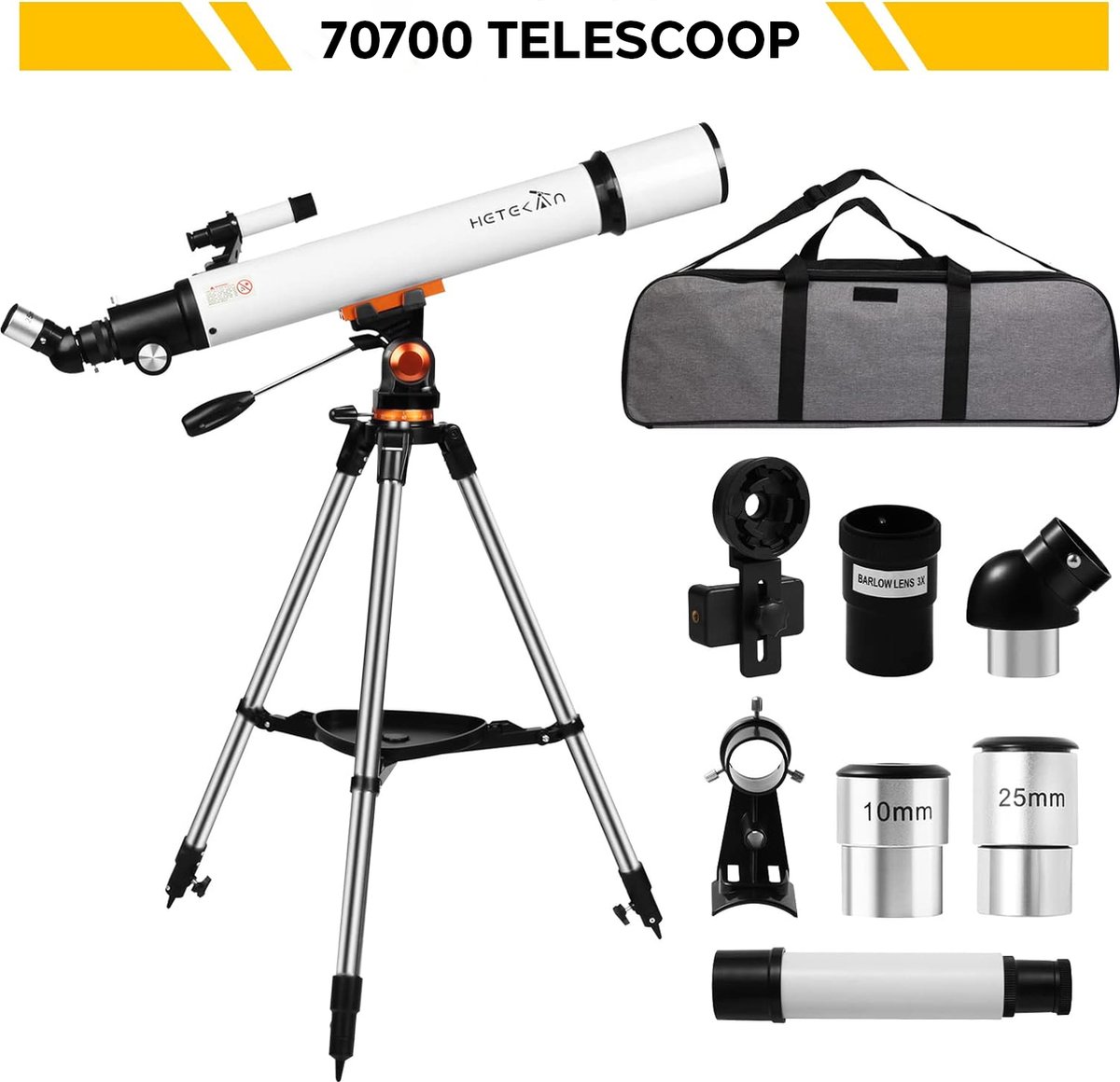 Telescoop 70 mm met Telefoon Adapter en Draagtas