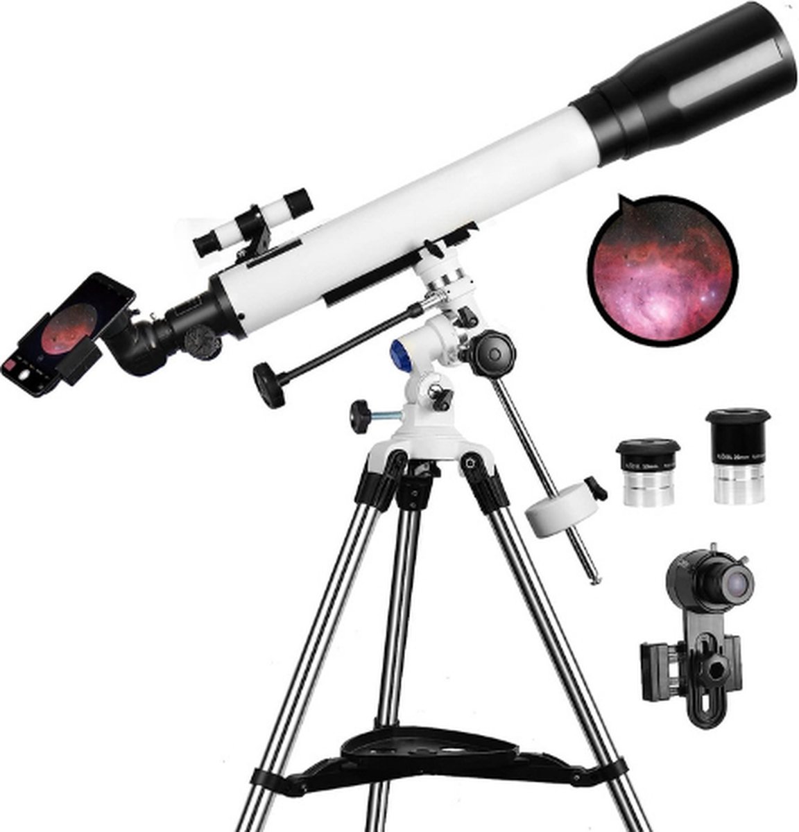 Telescoop 70x zoom met verstelbaar statief wit