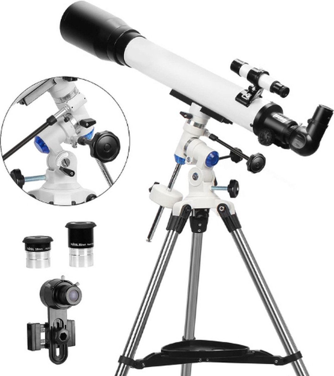Telescoop 70x zoom met verstelbaar statief wit