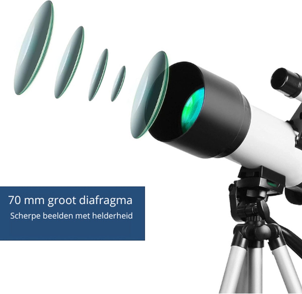 Telescoop met statief en rugzak wit